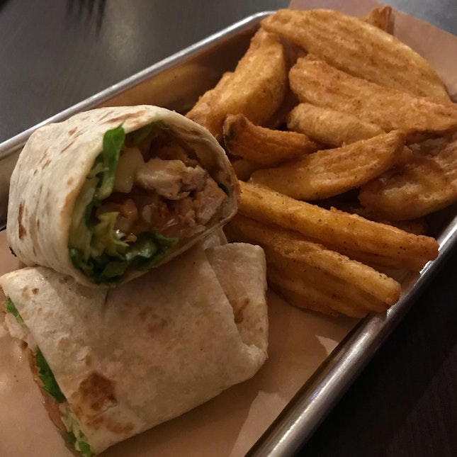 Chicken Wrap with Crinkle Cut Wedges Fries
