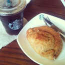 Been here since 10am: Ugly creamy chicken puff and an iced americano #mysadreality #lunch