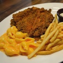 Crispy Fried Chicken cutlet + Mac & Cheese + Fries = #comfortfood