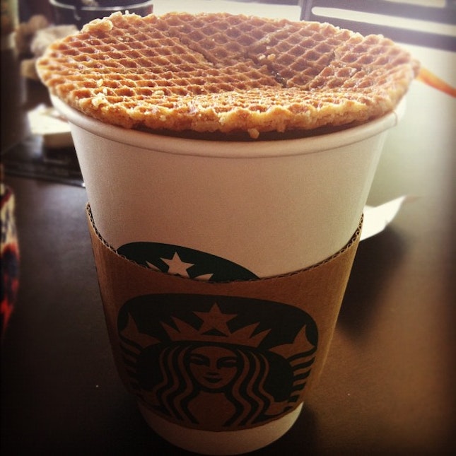 my personal favorite brekky, caramel waffle+english breakfast tea latte😊Mmmm..☕ #starbucks #tealover #caramelwaffle #favorite #breakfast #monday