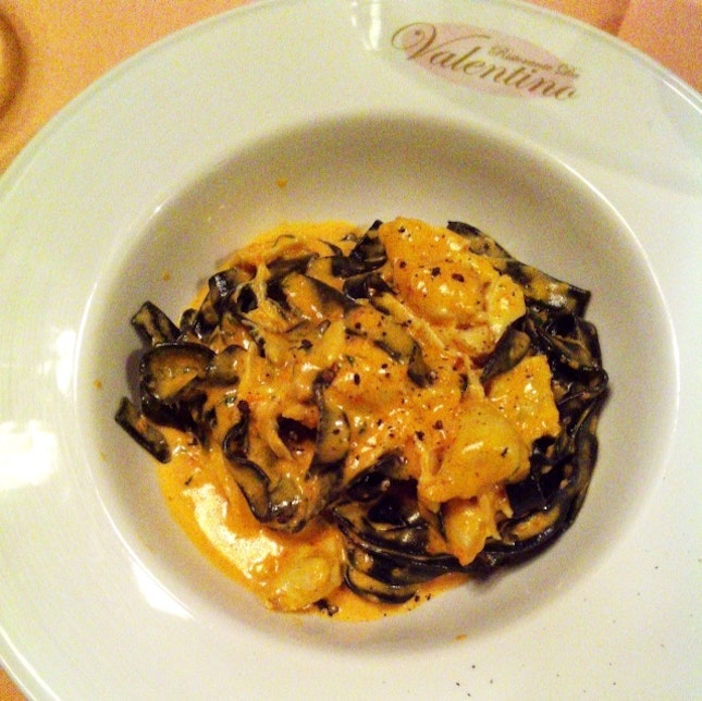 Squid Ink Fettuccine With Crab Meat