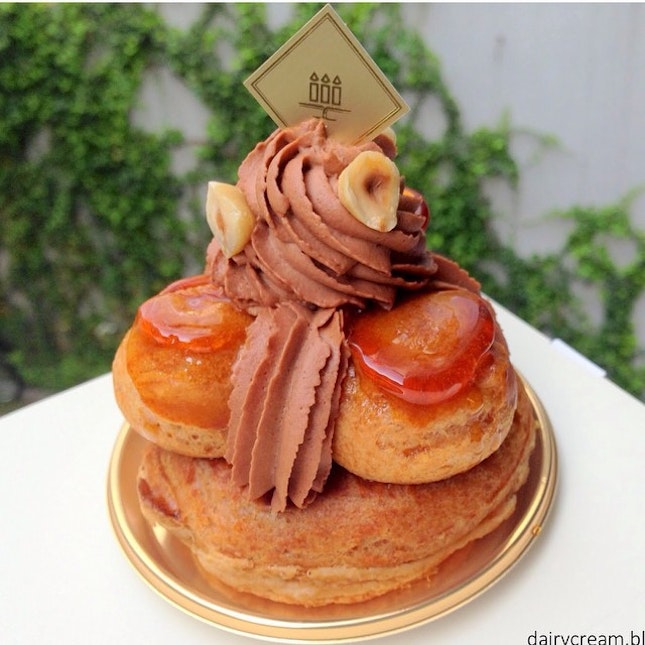 St Honore Chocolate filled with caramel cream.
