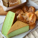 Assorted cakes and bread