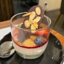 Panna Cotta with Salted Cashew Nuts and Berries Compote