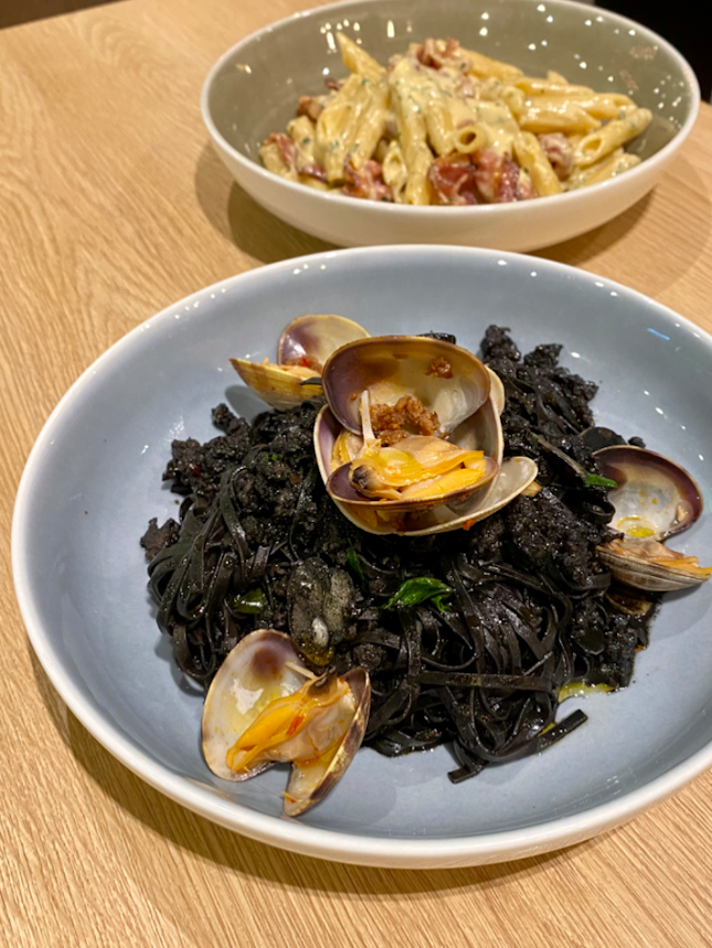 Squid Ink Pasta with Sweet Manila Clams ($25.50)