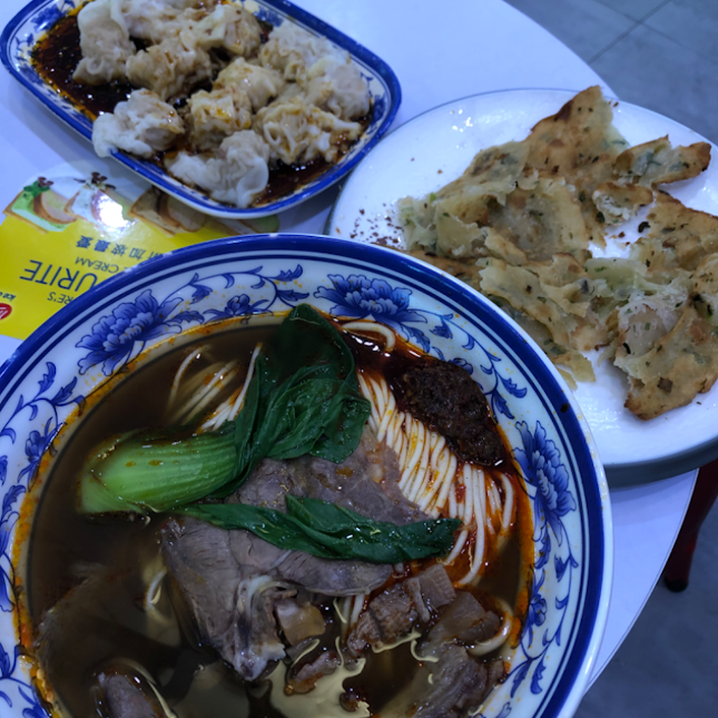 Xiao Long Bao Stall: Mala beef noodles $6, Spicy wanton $4.8, Spring onion pancake $4