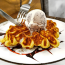 Waffles with ice cream
