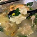 Mee Hoon Kueh Soup with Prawns ($4.50) + Egg ($0.50)