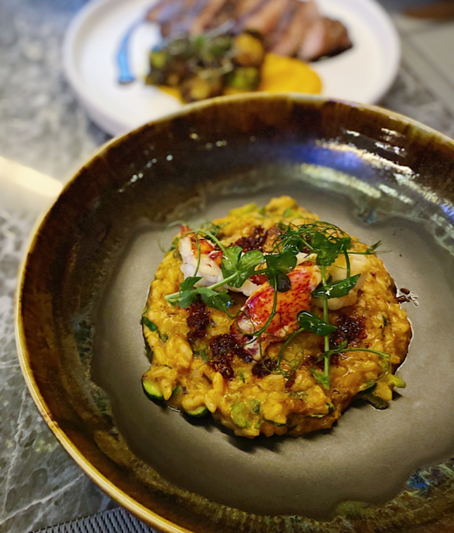 Lobster “Hae Bee Hiam” risotto ($52).