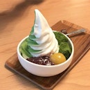 Matcha x Milk soft serve with matcha mochi, azuki and chestnut at @viatokyocafe