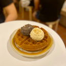 waffles with earl grey & roasted cacao gelato | $17++