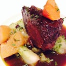 Beef bourguignon, hearty in a plate.