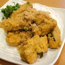 Deep Fried Eggplant with Pork Sauce in Creamy Salted Egg Sauce