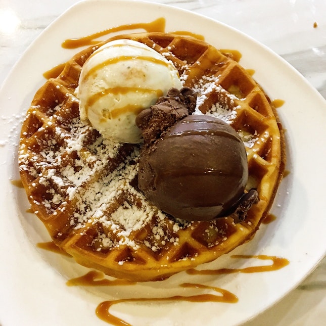 Waffles with Two Scoops ($10.40)