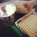 rather heavy #breakfast - choc toast, soy milk and a random fan tuan I just felt like eating