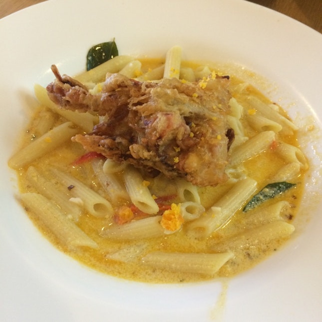 Salted Egg Soft Shell Crab Pasta 