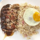 Western Fried Rice with Chicken Chop and a delicious egg.