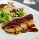 Pan-Seared foie gras served with mesclun salad & baked unagi (freshwater eel) ($16.80) - I can do without the dry, overcooked eel....