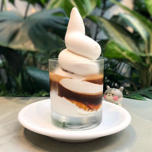 Affogato - strong espresso paired with creamy Hokkaido milk soft serve - a match made in heaven!