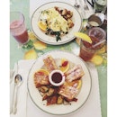 Dungeness crab benedict and the monte cristo - roasted turkey breast, honey baked ham and cheese french toast.