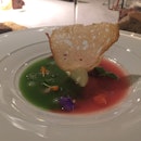 Cucumber And Tomato Soup With Olive Sorbet