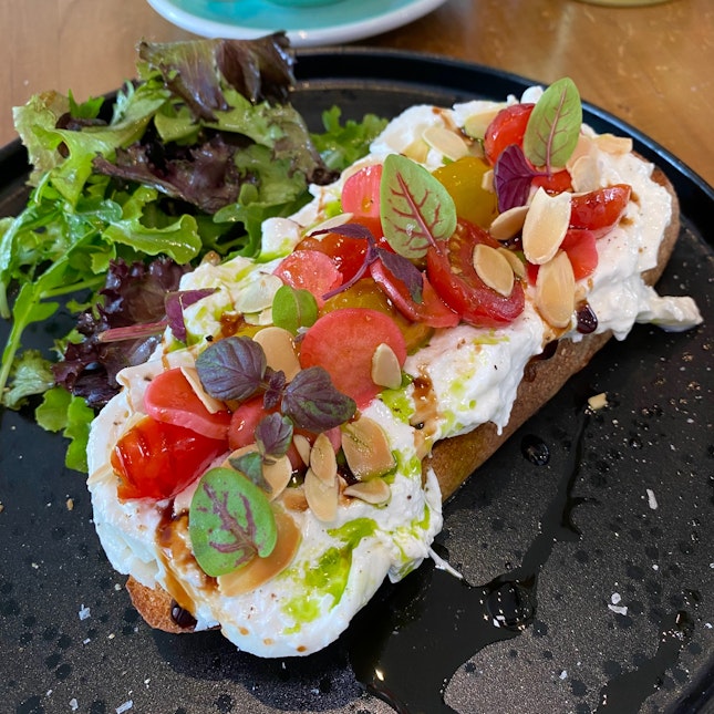Recommended By The Head Chef, The “Burrata and Tomatoes Tartine” Is A Really Lovely Sandwich ($18).