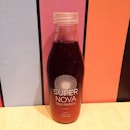 Accompanying the sushi is a cold pressed Apple, Beetroot, Carrot & Ginger Juice!