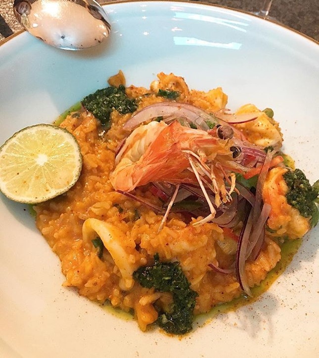 If paella has a long lost cousin, it would be this Peruvian seafood rice Arroz Con Marisco.