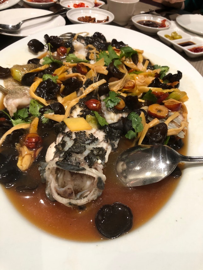 Steamed Garoupa Fish With Black Fungus And Red Dates