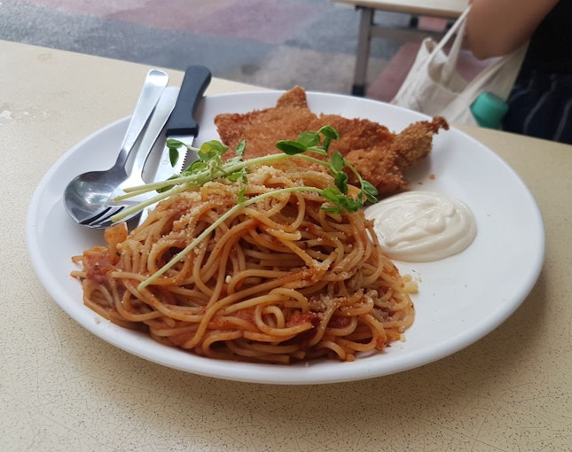 Chicken Cutlet with Spaghetti