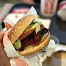 Burger King veggie burger ($4) add turkey bacon ($1.50) — almost vegetarian, so close.