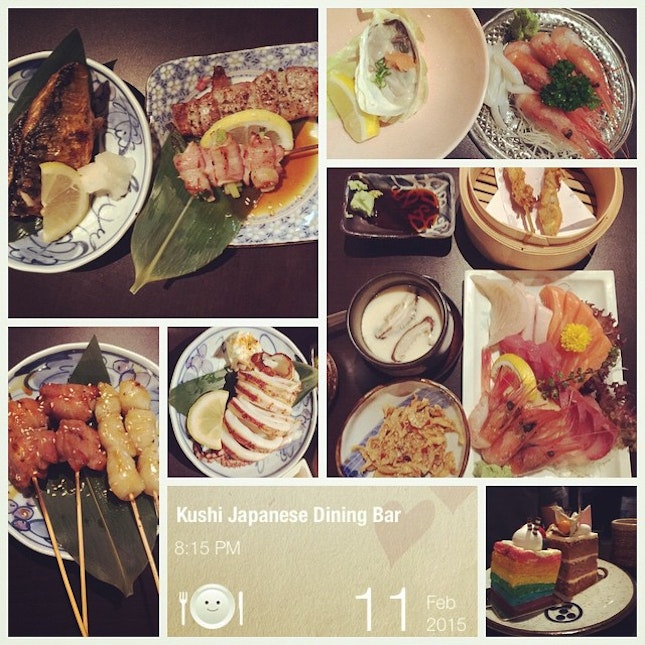 #sayhi to #oishii #alacarte #japanese #buffet #again #freshsliced #sashimi #wellgrilled #yakitori #happyfood for #happybirthdaybaby #instafood #foodporn  #foodlover #burpple #midweekfever #kushijapanesediningbar #revisit