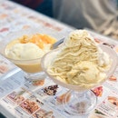 Durian Snow Ice, Mango Sago(+Vanilla Ice Cream)