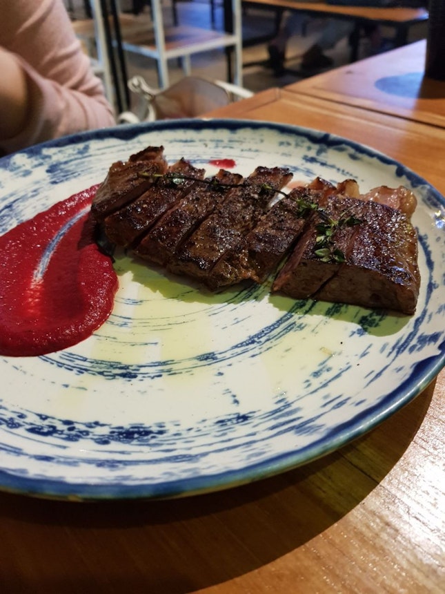 Steak With Beetroot Puree