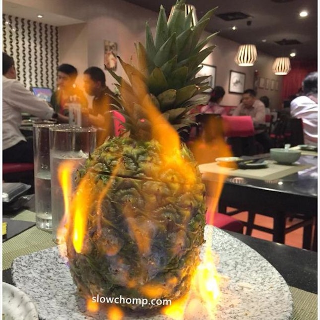 Awesome Flaming Pineapple Beef,$30++