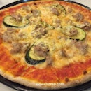 Pork Sausage And Scamorza Cheese Pizza With Additional Zucchini, $32++