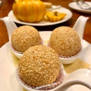 Fried Sesame Balls With Red Bean And Liquor Chocolate Filling, $8++ For 3 Pieces