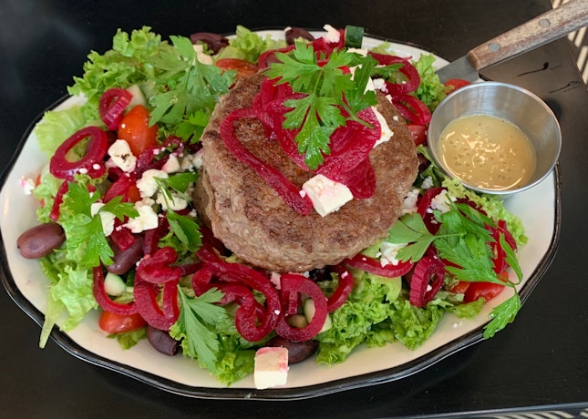 Greek Lamb Burger Salad