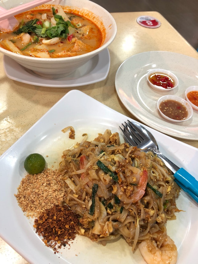 Pad Thai ($5) Tom Yum with Noodles ($6)