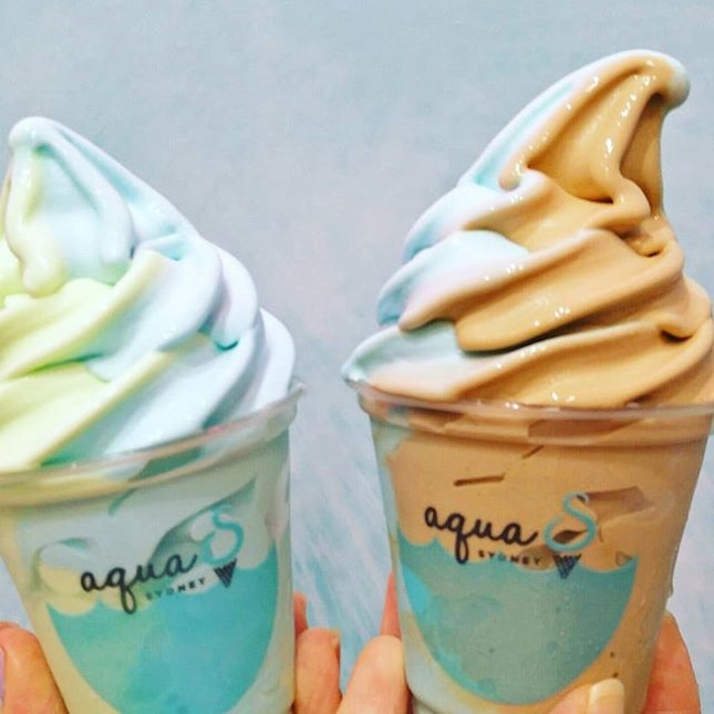 Aqua S Sg Seasaltxcoffeelatte ,SeasaltxLime ,tasty softserve by 
@aquas.sg ❤❤❤❤❤❤ These flavours available till 15th Dec 2018.