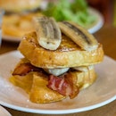 The Sleepover | grilled bananas, crispy bacon, thick brioche, maple syrup