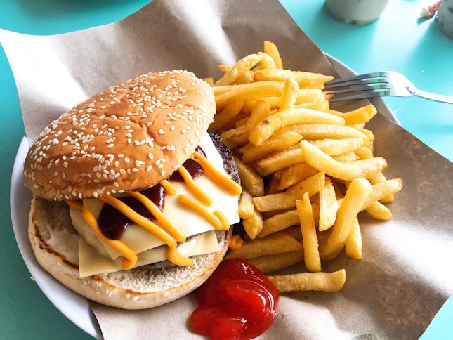 Double Cheese Burger with Plain Fries (S$7)