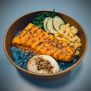 Mentaiko Salmon with Butterfly Pea Rice ($10)
