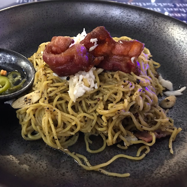Egg Noodles With Crab Meat And Bacon ($13.90)