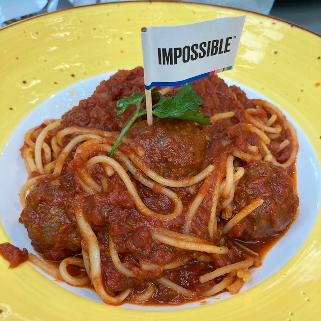 Impossible meatball pasta ($19)