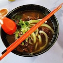 The J & J Beef Noodle Soup ~ Strong Beefy Flavor Soup With Soft Braised Beef fat that literally melts in your mouth!!