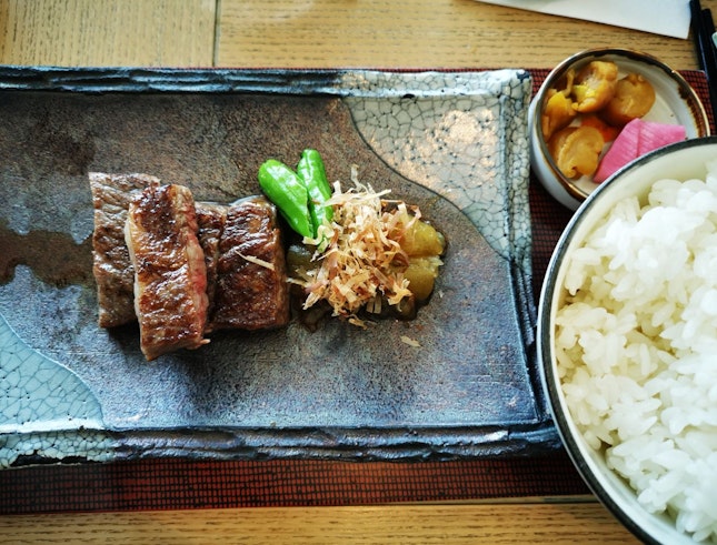 Wagyu Beef with Rice and Pickles