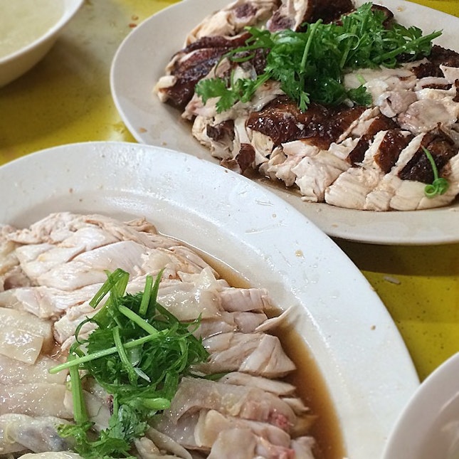 1 whole chicken (1/2 roast, 1/2 white) + side of siu yuk and char siew  ($31 for 8 pax) @ 907 jurong west 
