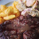 Prime ribeye with potato salad and Mac & cheese #igsg #instafood #food #foodgram #foodporn #singapore #lategram #steak