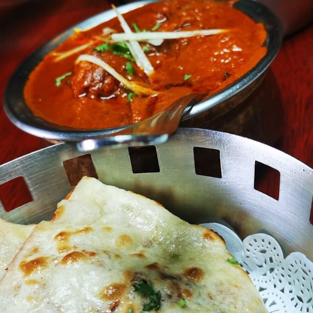 Chilli Cheese Naan ($10) Railway Mutton Curry ($29)